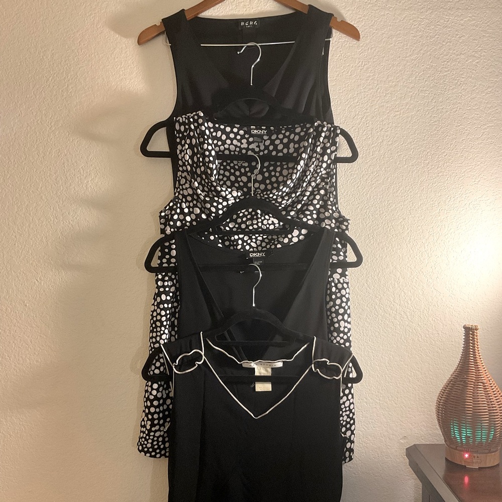 Designer Black Sleeveless Tank Lot, DKNY, BCBG, MS: P/XS/S
